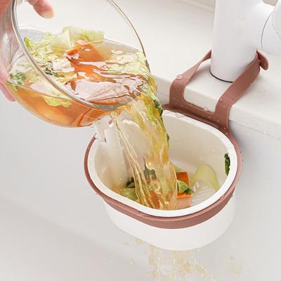 Hanging Kitchen Sink Strainer Basket - Household Food Waste Separator Filter, Multi-Purpose Fruit Washing Draining Basket with Anti-Clog Garbage