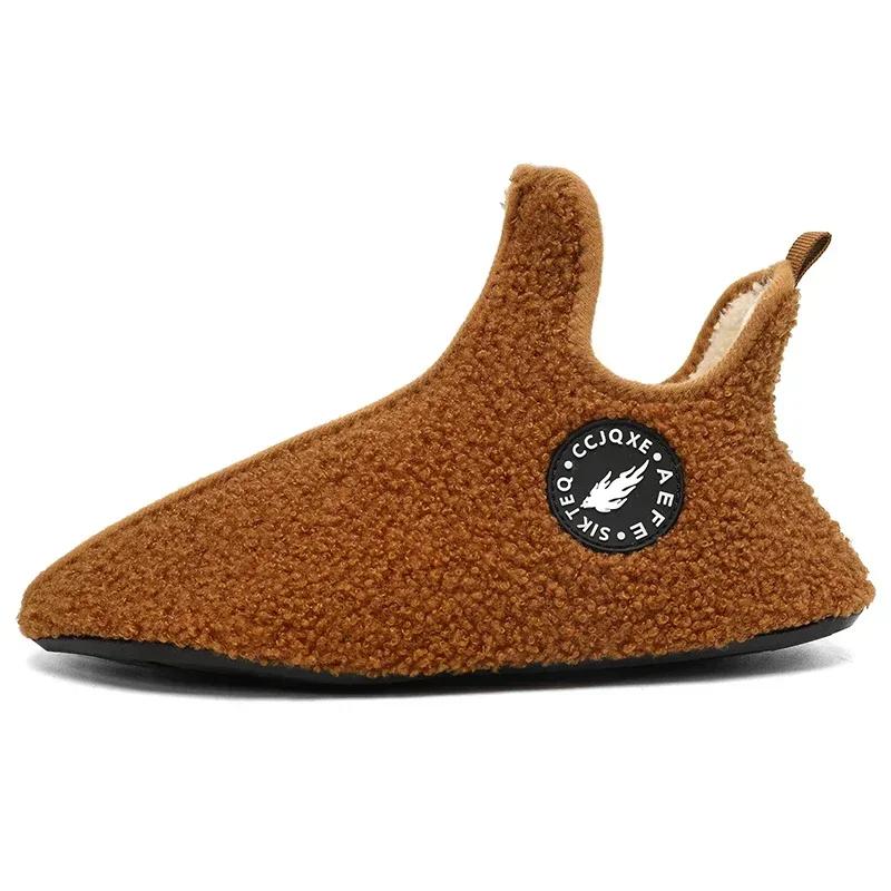 ELUVA Comfortabele Antislip Pantoffels voor Mannen en Vrouwen Warme Pluizige Huispantoffels Zachte Pluche Thermische Binnen Buiten Katoenen Pantoffels 36 bruin