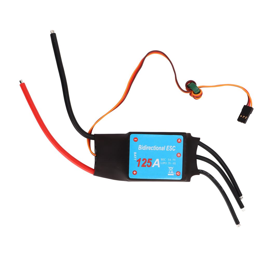 Brushless ESC Black 125A Brushless ESC RC Boat Two Way Water Cooled ESC for RC Boats Underwater
