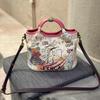 Graffiti Color Block Bucket Bag - Women's 2025 Trend, Large Capacity, Crossbody/Shoulder Style