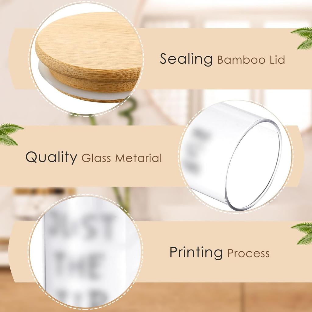 Tessco 6 Pcs Apothecary Jars Glass Jars with Lids for Bathroom Qtip Holder Glass Cotton Ball Holder for Home Bathroom Farmhouse Storage Containers