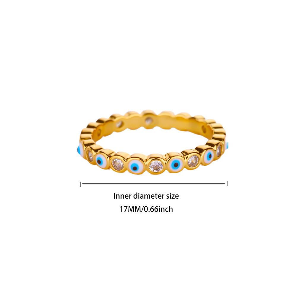Popular Jewelry Open Ring Women's Micro Inlaid White Zircon Color Dripping Oil Creative Devil's Eye Ring