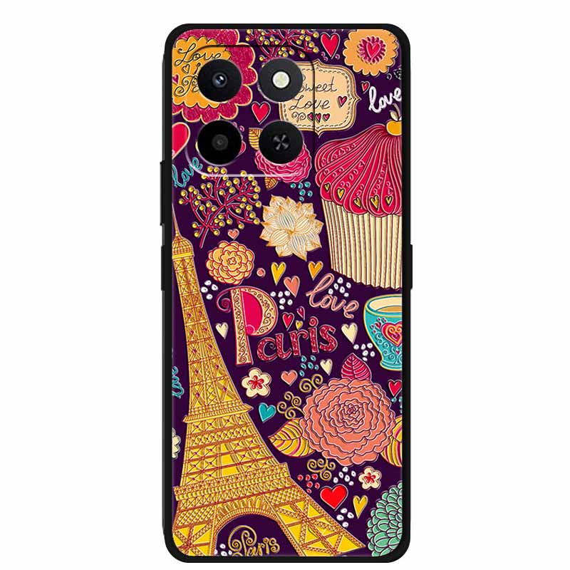 3D Case For Honor X7d 5G Case X 7 d Coque 6.77" Emboss Flowers Black Silicone Soft Back Cover For Honor X7d 4G Cases Shell Funda