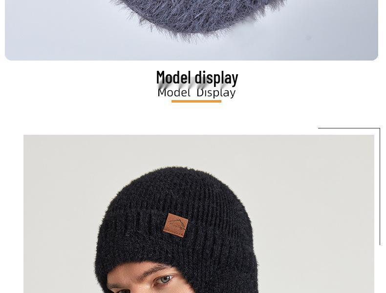 Unisex Winter Warm Plush Knit Wool Hat with Ear Protection