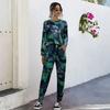Autumn Ebay Hot Sale Printed Crew Neck Fashion Casual Suit Multi-color Spot Women's Clothing
