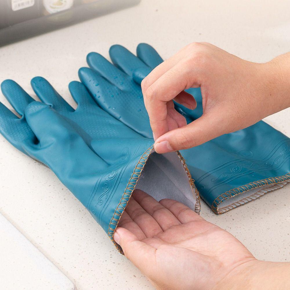 Waterproof Fleece-lined Cleaning Gloves with Fleece Thicked Dishwashing Gloves Soft Wear-resistant Warm Household Gloves