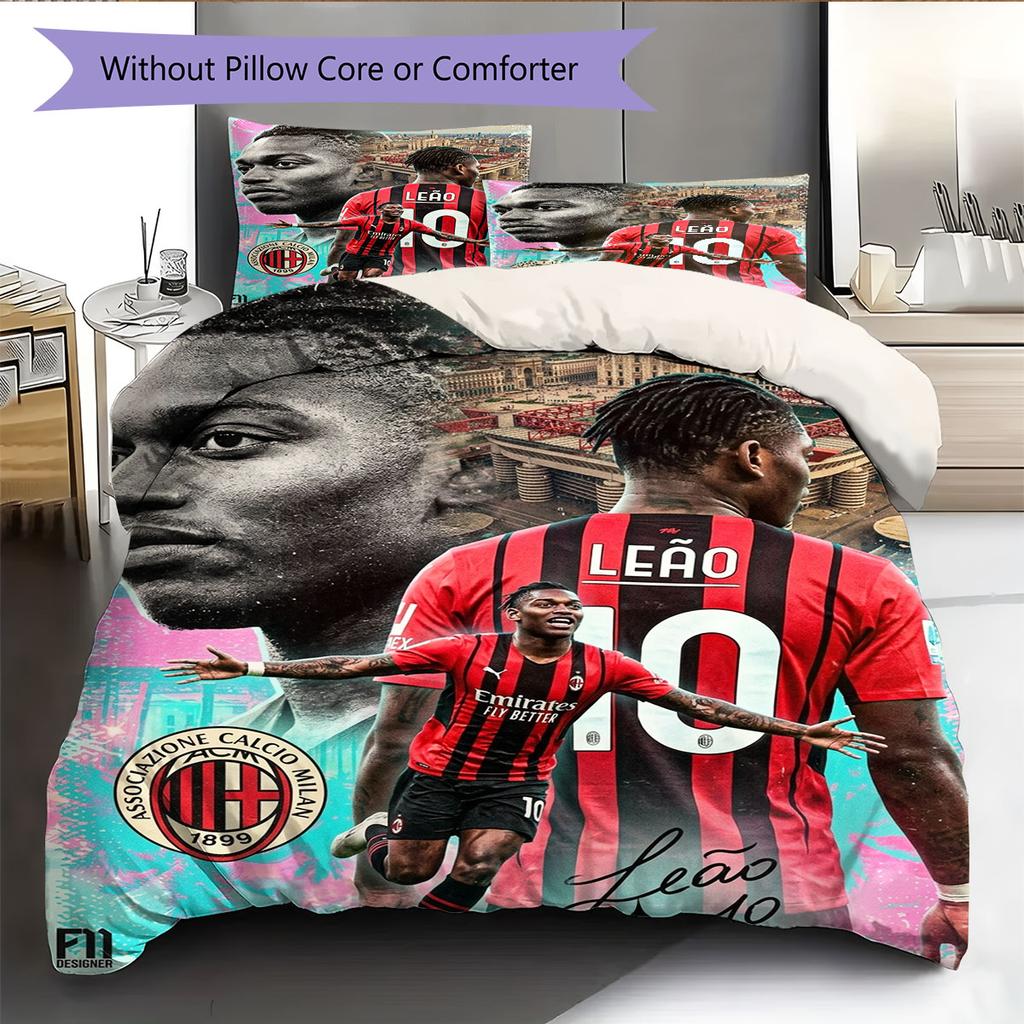 Set Copripiumino Trapuntato con Immagine del Calciatore Rafael Leão Federa Decorazione per la Casa Regalo di Compleanno (1 * copripiumino + 2 * federa, senza nucleo)