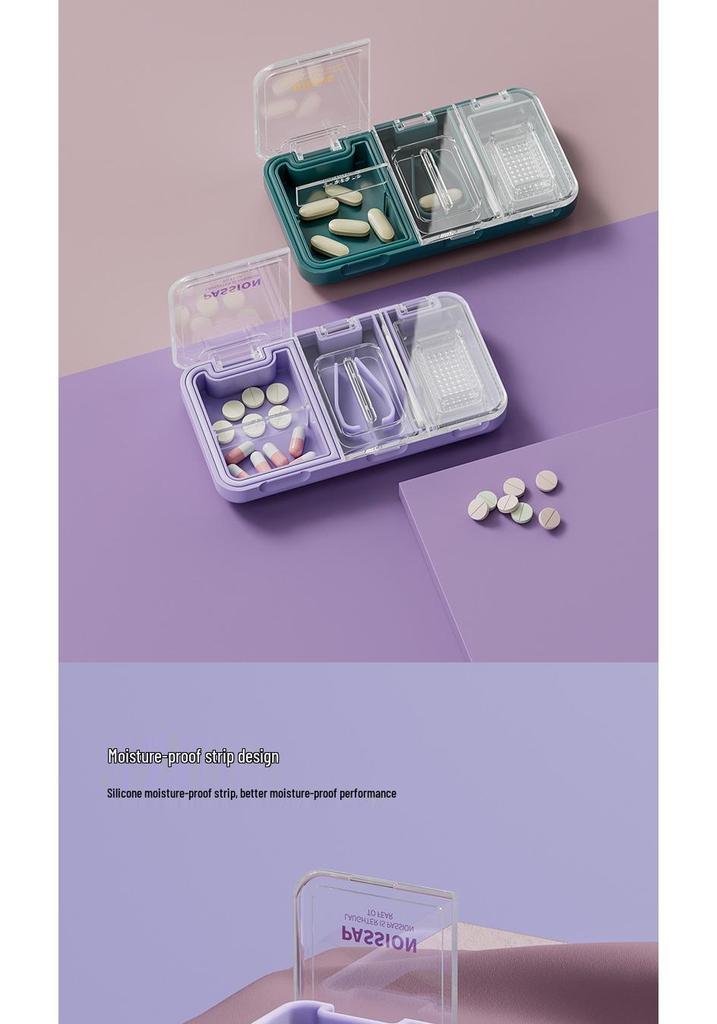 Portable Pill Organizer with Tablet Cutter and Grinder