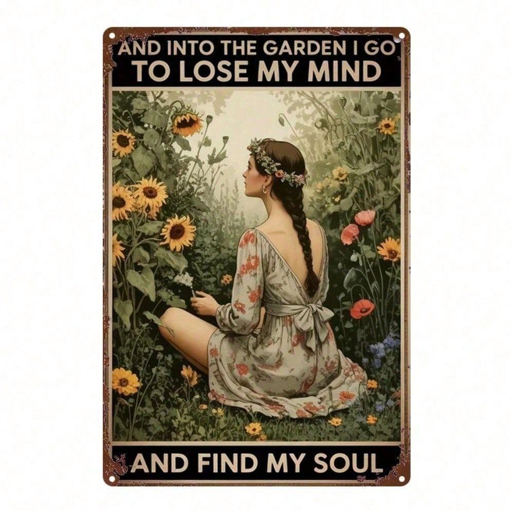 Retro Metal Wall Art Garden Soul Humor Poster for Living Room Decor