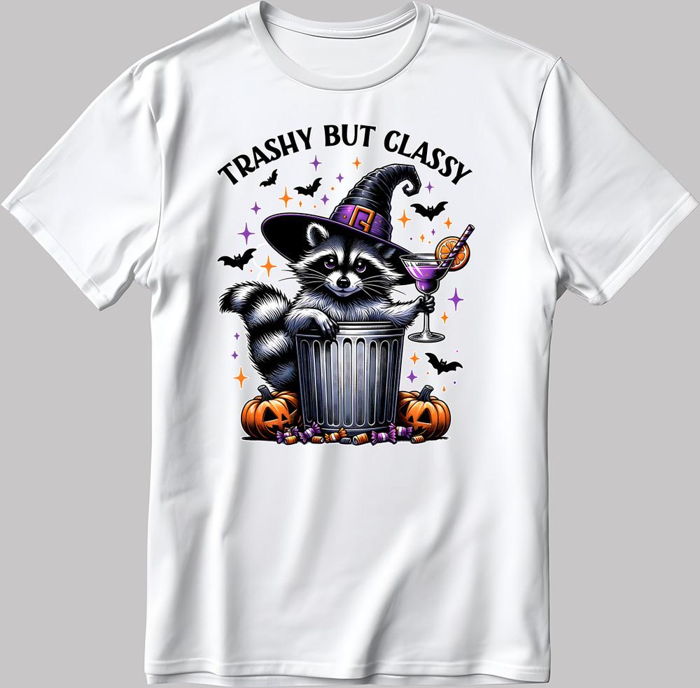 

Funny Halloween Raccoon T-Shirt: Trick Or Trashy Vintage Style V066 2XL
