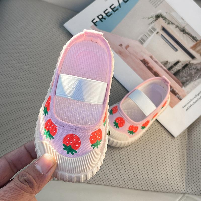 Girls' Canvas Shoes Spring New Children Casual Shoe Cute Girl Shoe Soft Sole Anti Slip Single Shoes Flat Shoe  Lona