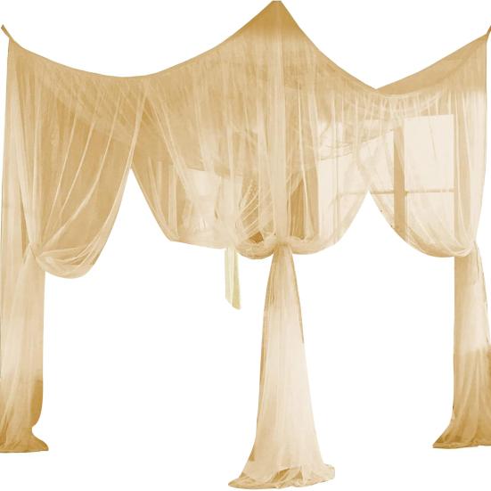 Double Bed Mosquito Net Fine Mesh Canopy Breathable 4 Corner Summer Bed