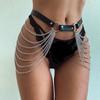 Fashion Women Body Harness Sexy Leather Lingerie with Chain Bra Bondage Suspender Harness Fetish Goth Exotic Clothing Accessorie