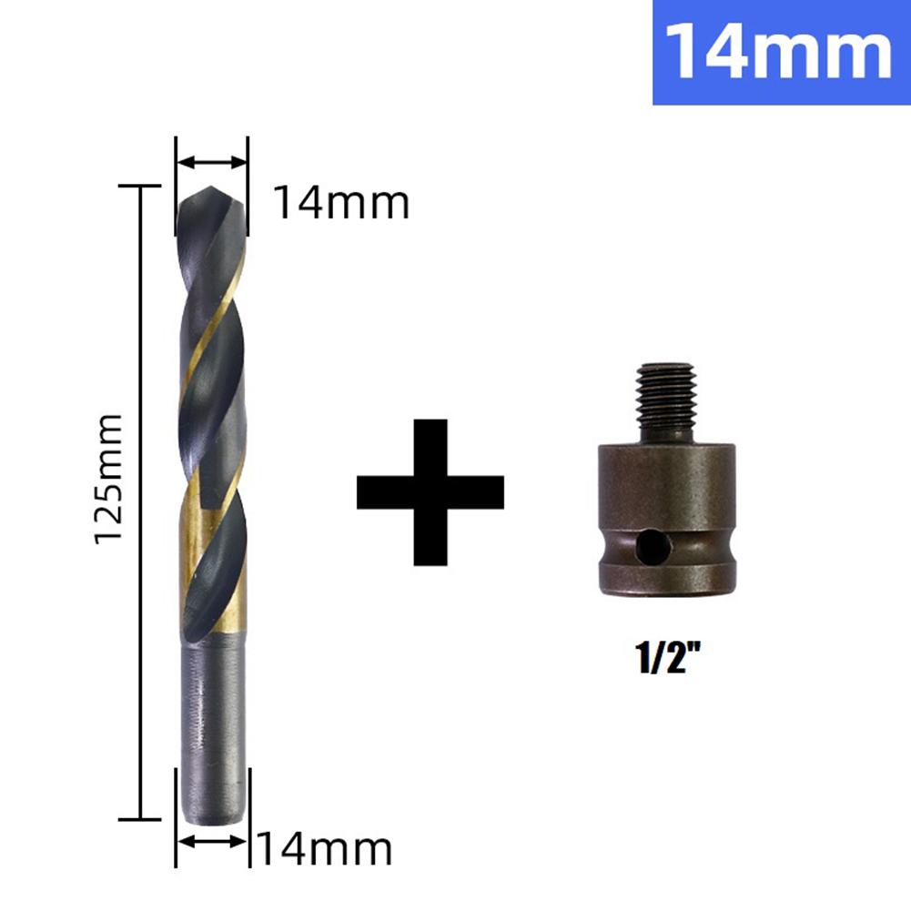 14mm Shank Drill Bit With Adapter HSS Drill Bit Drilling For Cobalt Metal Plastics PVC Pipes Hole Making Tool 14mm-25mm