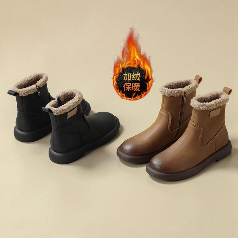 Cizme de zăpadă pentru femei 2024 noi toamnă și iarnă catifea călduroase lână de miel cu talpă plată cizme scurte catifea îngroșate pantofi de bumbac cizme pentru femei