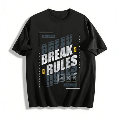 Urban Style Casual Active Break The Rules Graphic Print Tee Pure Cotton T-shirt