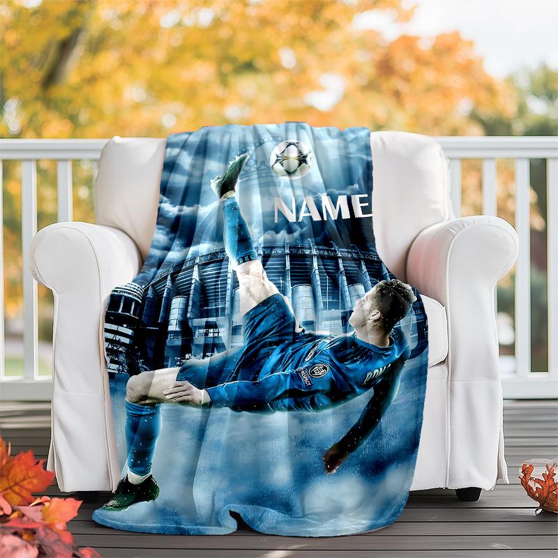 Customizable Football Throw Blanket – Personalized Name, All-Season Cozy Snug Blanket, Machine Washable, Personalized Blanket