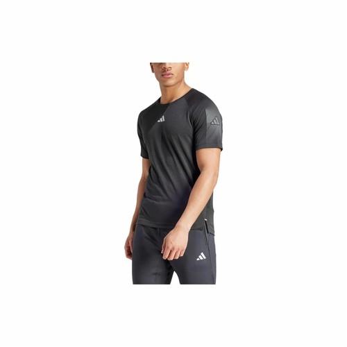 adidas Quick-Dry Sports Fitness Short-Sleeve T-Shirt for Men, Black/Dark Gray