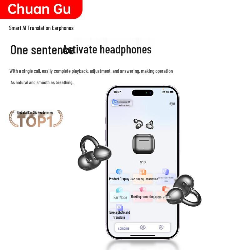 ChuanGu G10 AI Translation Open-Ear Bone Conduction Earbuds