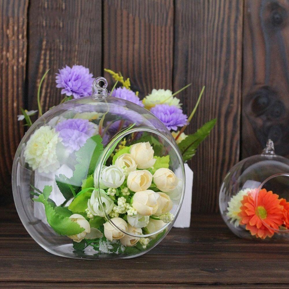 Simple Glass Transparent Hanging Vase Creative 6/8/10/12/15cm Succulents Plant Ball Container Flower Pot Home Decoration