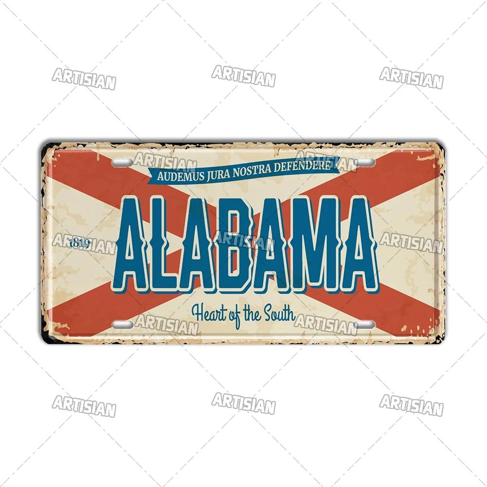 Artisian USA Car Plate Landmark Tin Sign US City State Metal Plaque Wall Decor Garage Bar Pub Club Hotel Cafe Kitchen Home