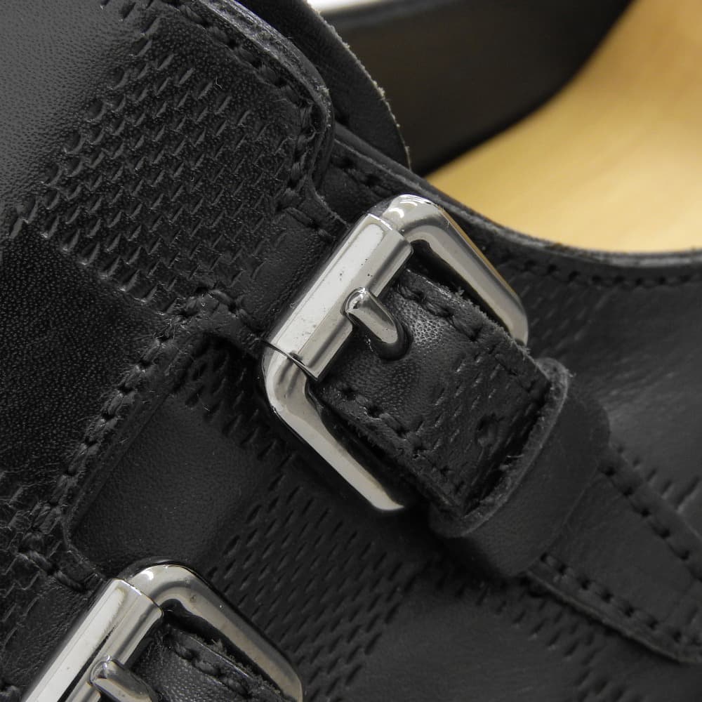 LOUIS VUITTON Excellent condition Damier Graphite straight-tip double monk strap shoes for men, black, size 7M, ST0078 shoes 7M blackUsed