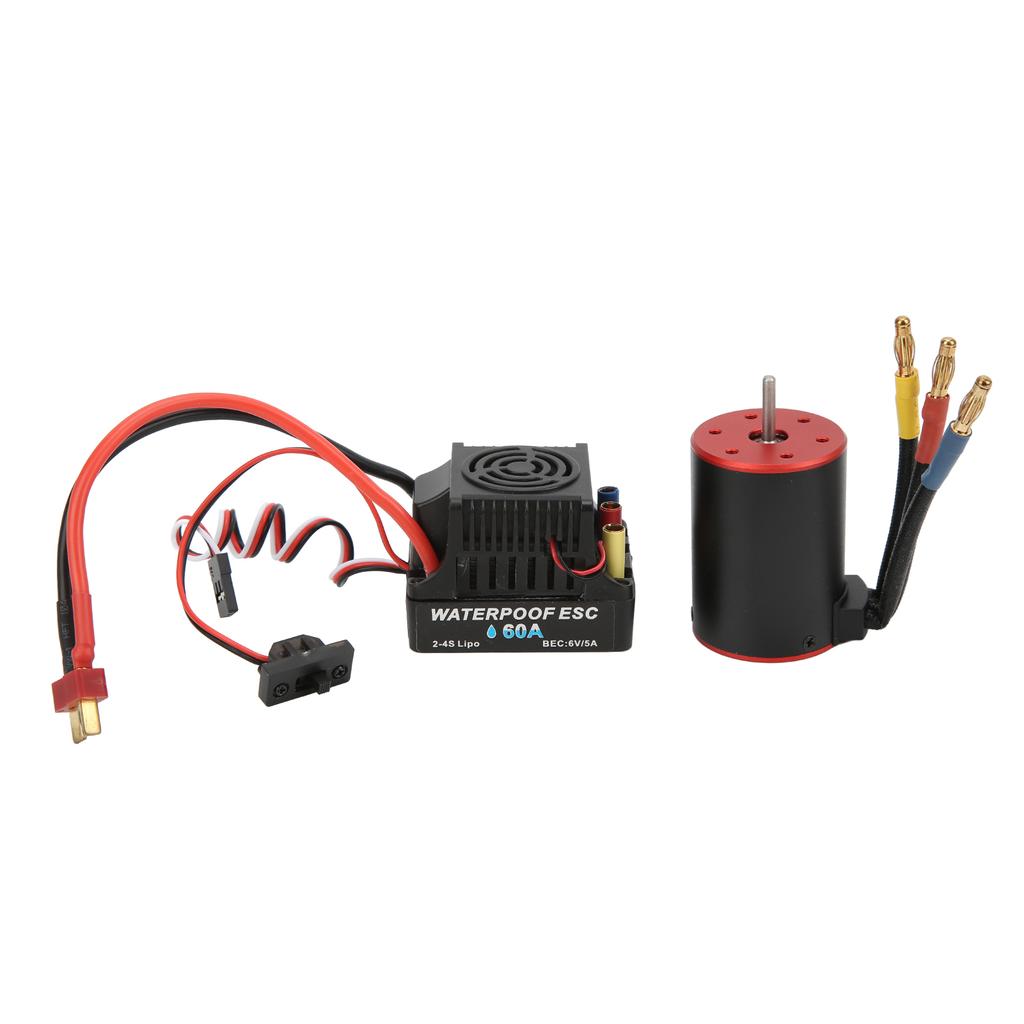 3650 3100KV Brushless Motor with 60A ESC Electric Governor Short Line for 1 8 1 10 RC Car