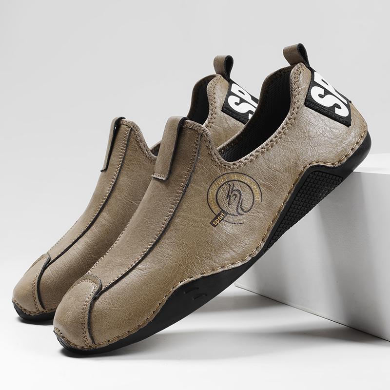 

Повседневная обувь из мягкой телячьей кожи для мужчин, нескользящая подошва, для городских поездок и путешествий, для ходьбы, современная мужская обувь 48 хаки