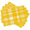 Heat-Resistant 4PCs Linen Placemats  Yellow and White Striped  for Indoor and Outdoor Dining 30x45cm