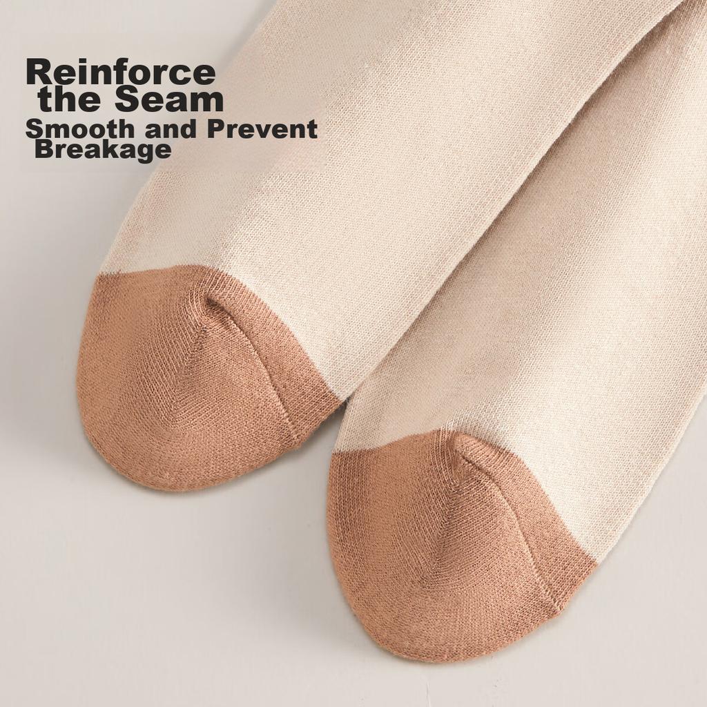 Women's Socks for Autumn And Winter, 100% Pure Cotton, Mid-Calf Socks, Contrasting Colors, Breathable, Odor-Resistant, Casual Women's Socks, 5 Pairs