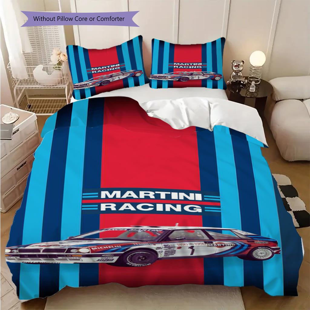 Martini Heritage Theme Bedding (1 * duvet cover + 2 * pillowcase, without core) 2D Flat Christmas birthday gift Bedding set Duvet cover and pillowcase