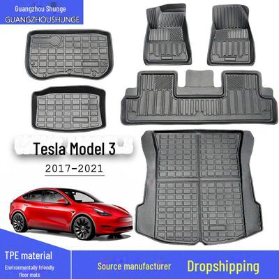 Tesla Model 3 TPE Waterproof Mat Set: Compatible with Left/Right Steering, Includes Foot, Trunk, and Storage Mats
