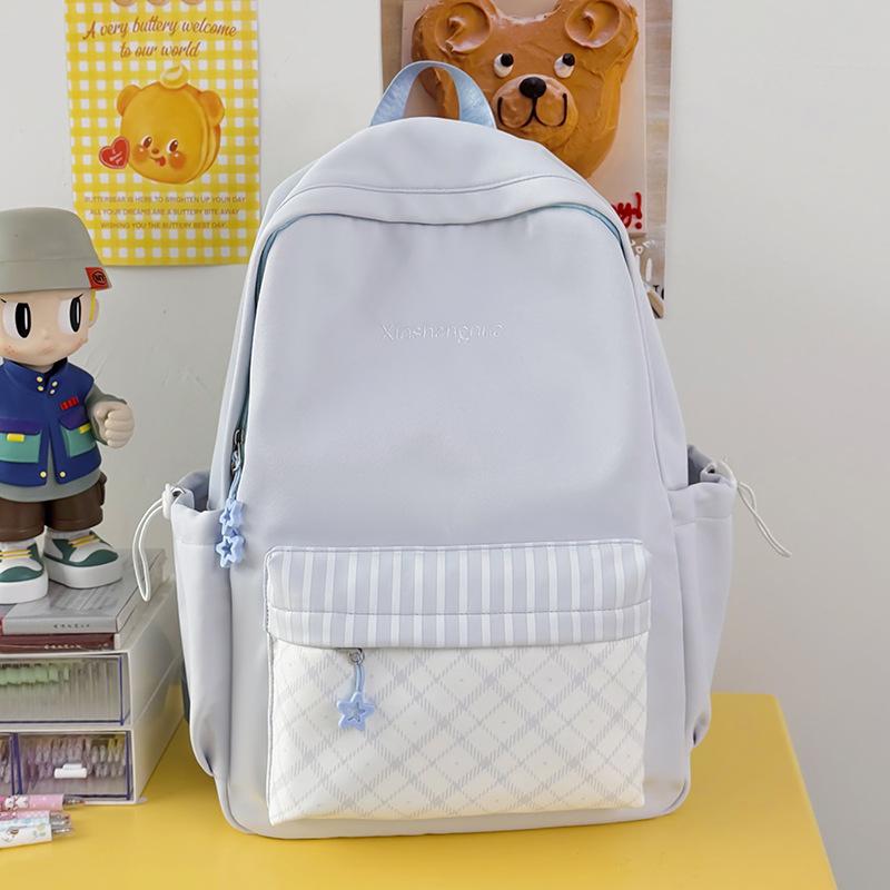 Schoolbag Milk Whirring Vitality Plaid Color Matching Fashion Primary School Students Schoolbag Female Backpack Junior High School Students