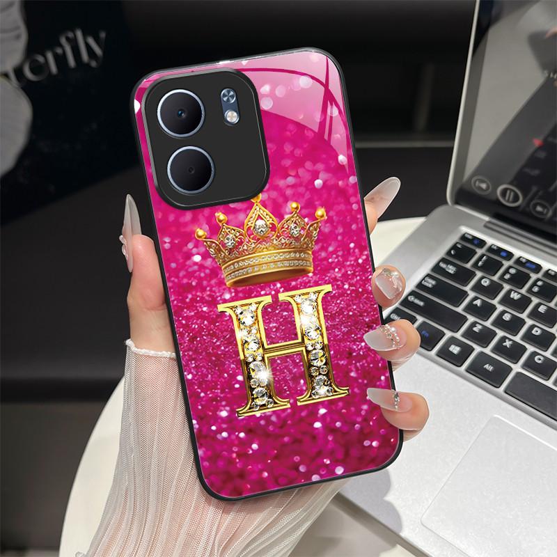 For OPPO A5X 4G 5G CPH2725 Case Fashion Letters Design Hard Tempered Glass Back Covers For OppoA5X A 5X Shockproof Phone Shell