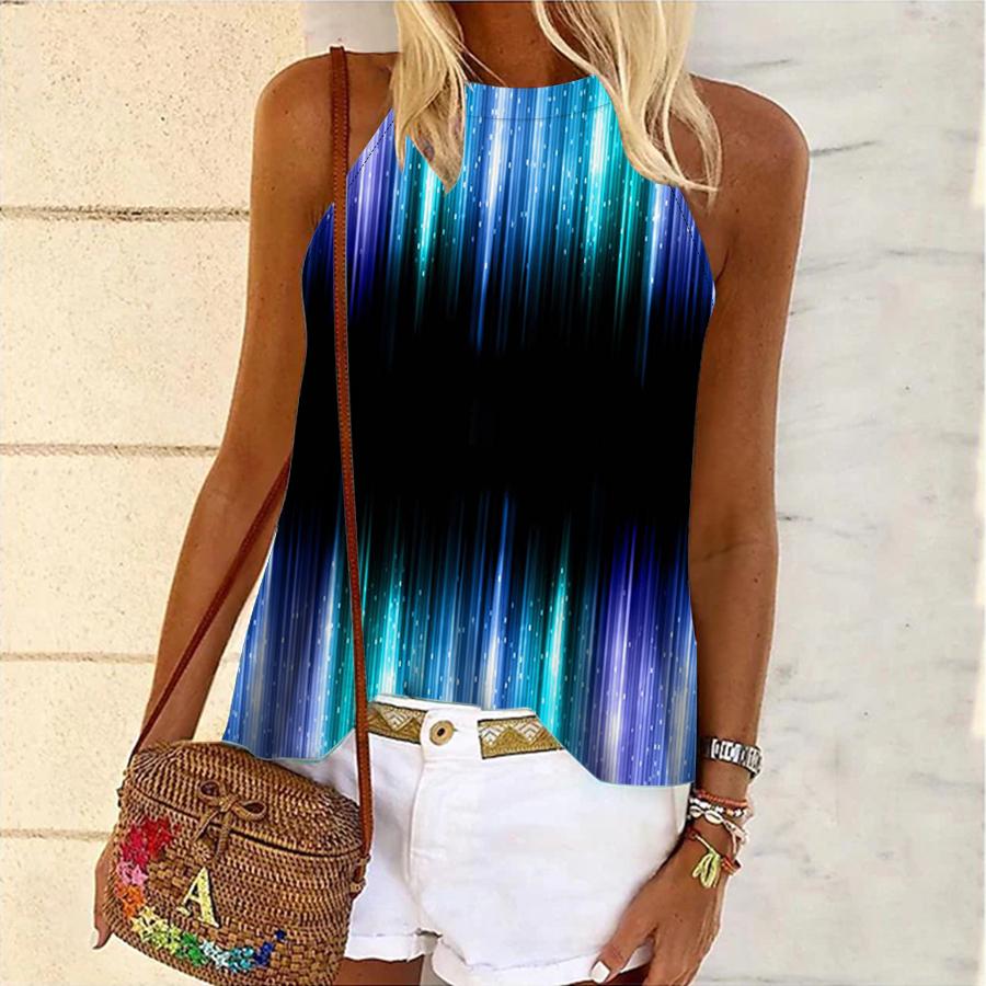 

Женская майка для йоги с градиентом синих полосок 3d принтом для фитнеса и спорта без рукавов, жилет для бега