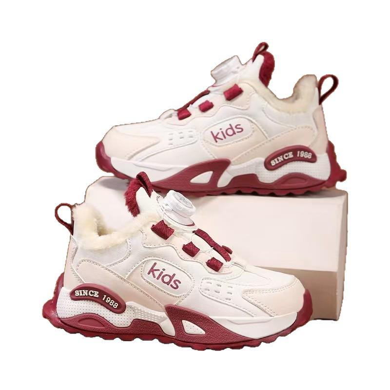 2025 Winter Boys' Waterproof Sports Shoes: Cotton-Leather, Velvet-Lined, Warm Running Shoes for Primary School