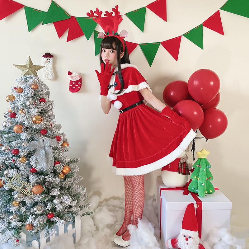 Christmas Costume Shawl Cape Santa Costume Christmas Costume Party Dress New Year's Robe Performance Costume