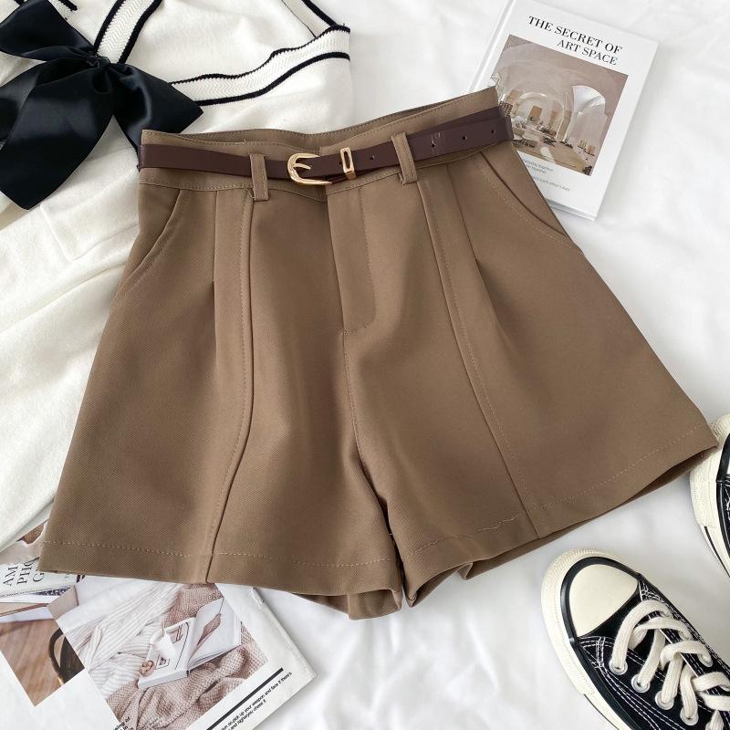 Women's Casual Shorts: Retro Minimalist High-waisted A-line
