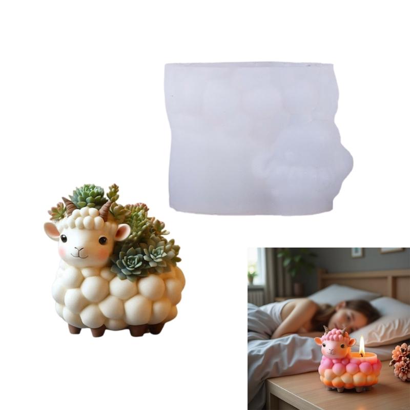 Unique Sheep Shape Silicone Planter Mould Crafting Resin Cement Candle Holder Jewelry Tray