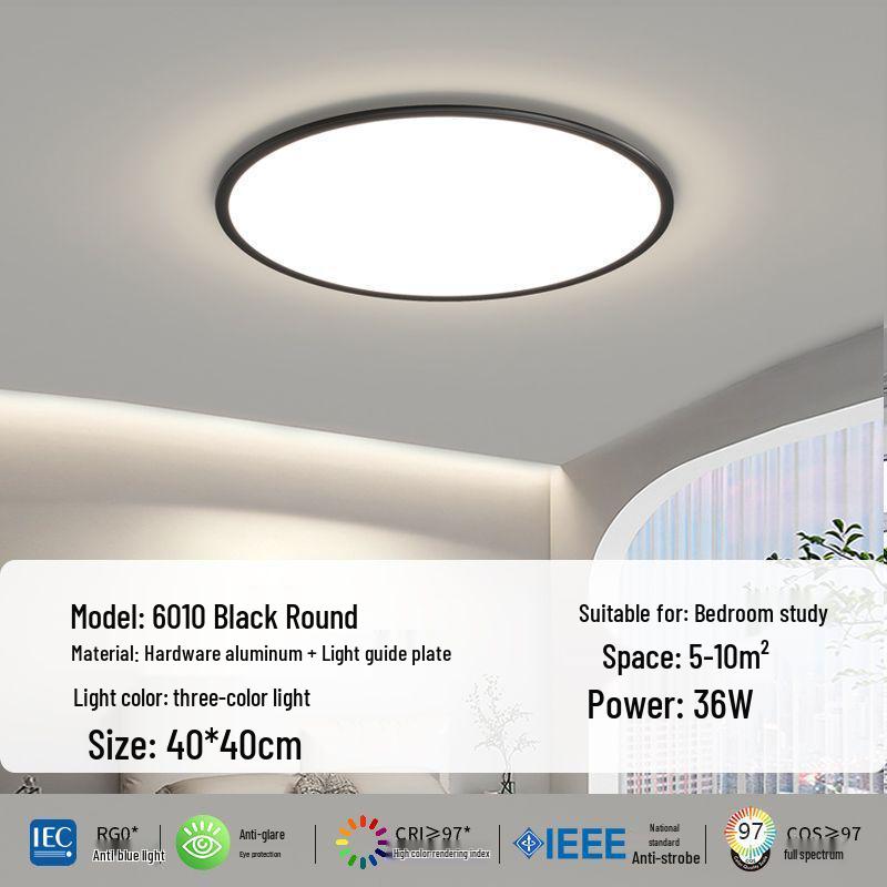 Ultra-Thin Minimalist High-Brightness Modern Ceiling Light Set with Anti-Blue Light for Bedroom and Guest Room