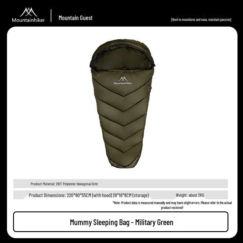 

Mountain Guest Hooded Sleeping Bag - 210T Polyester for Camping & Office Use