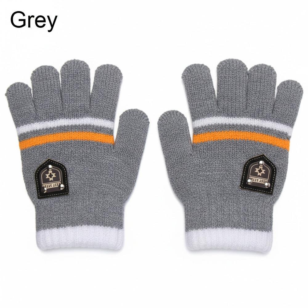 

Kids Gloves Winter Full Finger Gloves Knitted Soft Children Mittens 6-12Y Boys Girls Gloves Thick Keep Warm Autumn Glove сірий