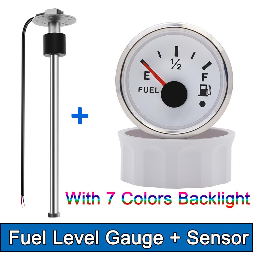 100MM Fuel Level Sensor + 52MM Fuel Level Gauge 0-190 Ohm Fuel Oil Tank Level Meter Sensor For Boat Car Yacht Marine 9-32V