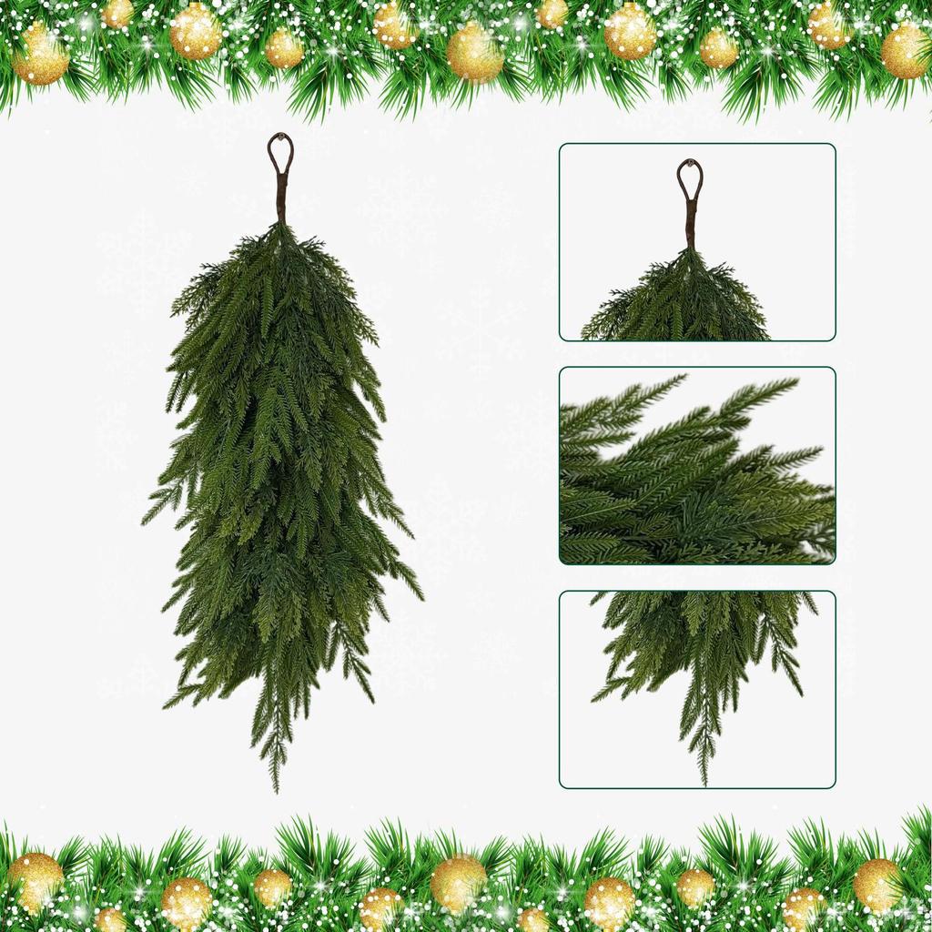 Artificial Christmas Teardrop Swag Decor Winter Wreath Greenery for Window