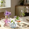 Glass Flower Frog Clear Glass Ball Single Stem Spiral Bouquet Display Vase Frog for Home Office Wedding Desk Bouquet Plants