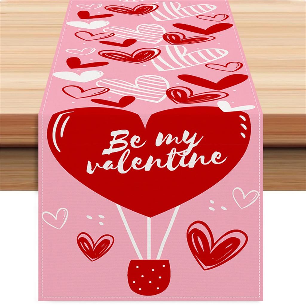 Linen Table Runner, Cute Heart Shaped Table Runner, Table Runner Non-slip Tablecloth Suitable For Party Decoration