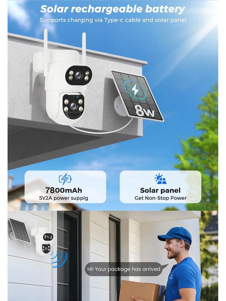 Yoosee AOV4G Solar-Powered HD Night Vision Camera with 24/7 Recording and Smart AI Monitoring