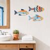 3 Pcs Vintage Beach Wooden Fish Wall Decor, Nautical School of Fish Coastal Wall Art, Summer Lake House Hanging Wall Sculpture