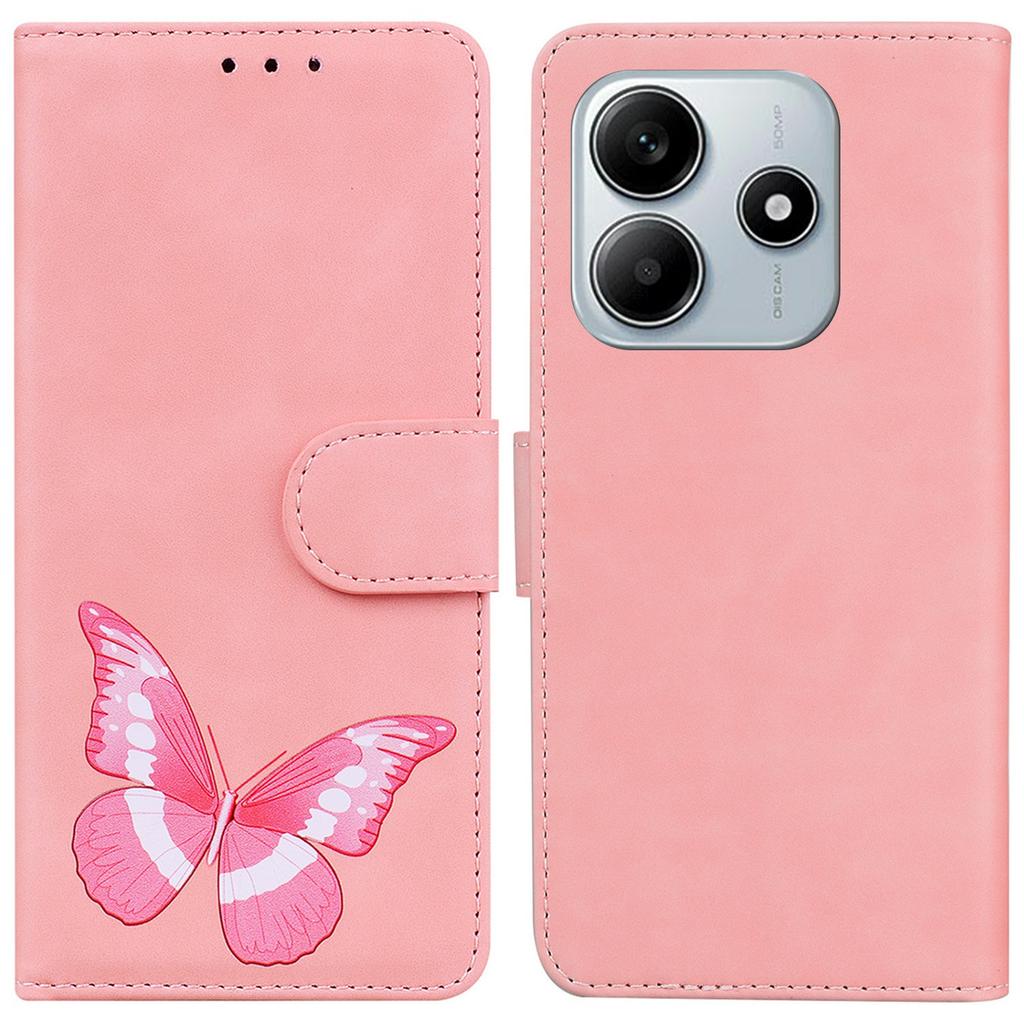 For Xiaomi Redmi Note 14 5G Stand Case PU Leather Phone Cover Butterfly Printed