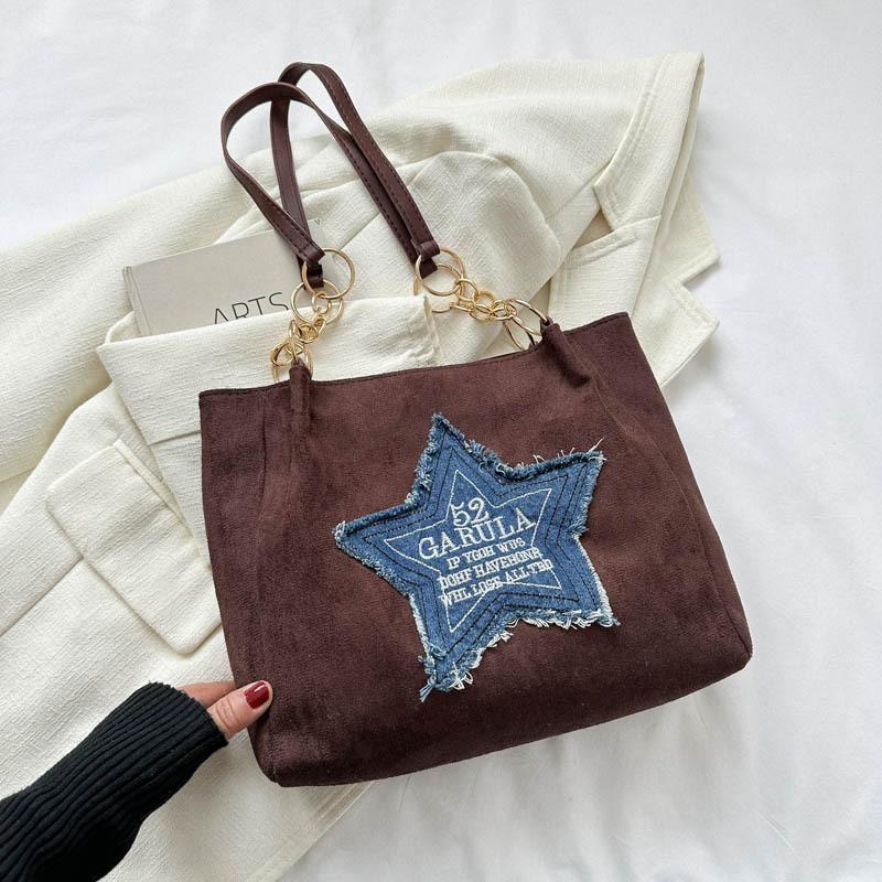 Trendy Simple Women's Shoulder Bag Spacious Tote Bag In Black White Brown Colors